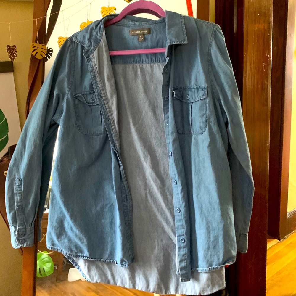 Long sleeve button up boyfriend fit shirt